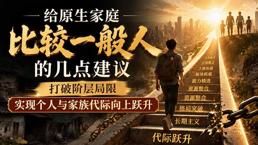付费文章:给原生家庭比较一般人的几点建议,打破阶层局限,实现个人与家族代际向上跃升-朽念云创