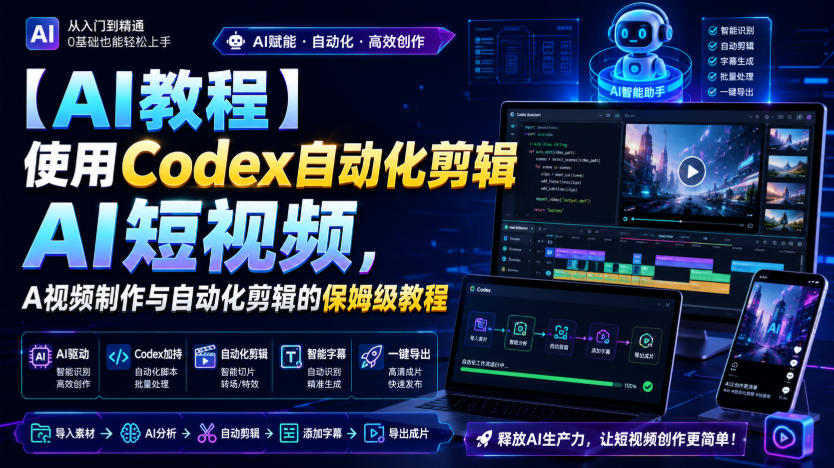 【AI教程】使用Codex自动化剪辑AI短视频,AI视频制作与自动化剪辑的保姆级教程-朽念云创
