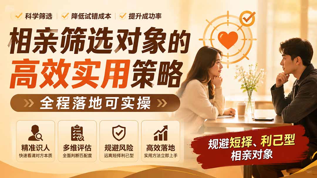 付费文章：相亲筛选对象的高效实用策略，全程落地可实操，规避短择、利己型相亲对象-朽念云创