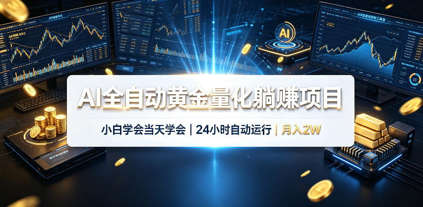 AI全自动黄金量化躺賺项目，24小时自动运行，月入2W！-朽念云创