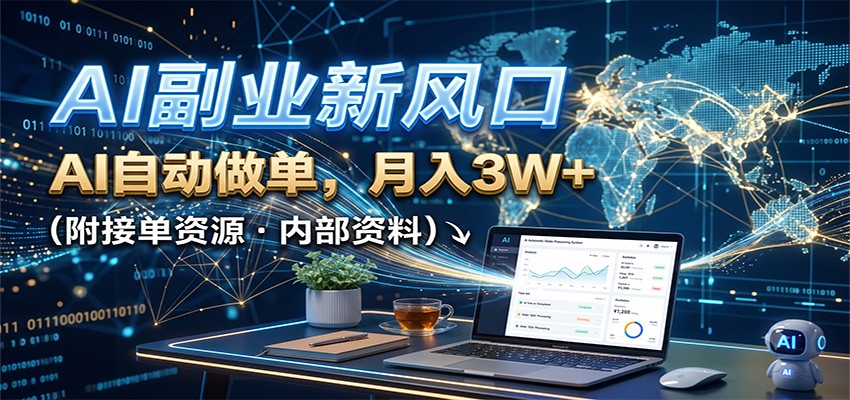 AI副业新风口，AI自动做单，月入3W+，附接单资源-朽念云创