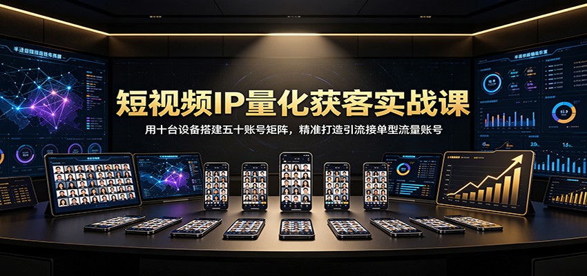 短视频IP量化获客实战课:用十台设备搭建五十账号矩阵,精准打造引流接单型流量账号-朽念云创