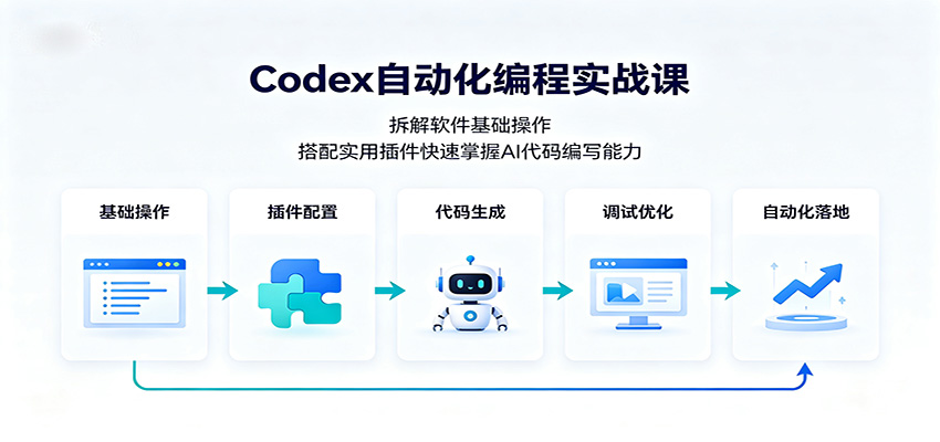Codex自动化编程实战课：拆解软件基础操作，搭配实用插件快速掌握AI代码编写能力-朽念云创
