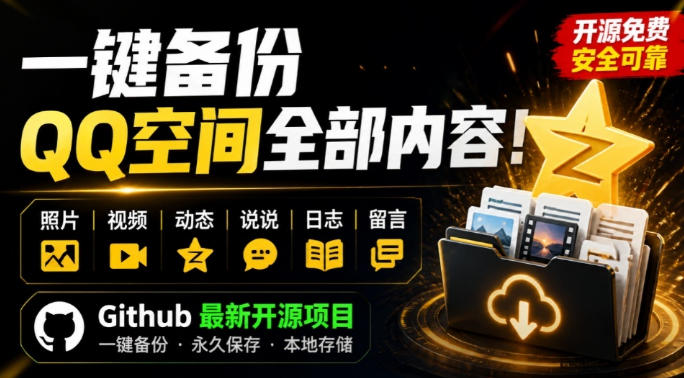 一键将你QQ空间全部内容备份下来！照片/视频/动态信息全存本地，Github最新开源项目QzoneArchive-朽念云创
