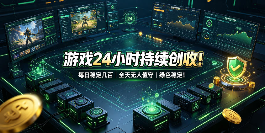 游戏24小时持续创收！每日稳定几百，全天无人值守，绿色稳定！【揭秘】-朽念云创