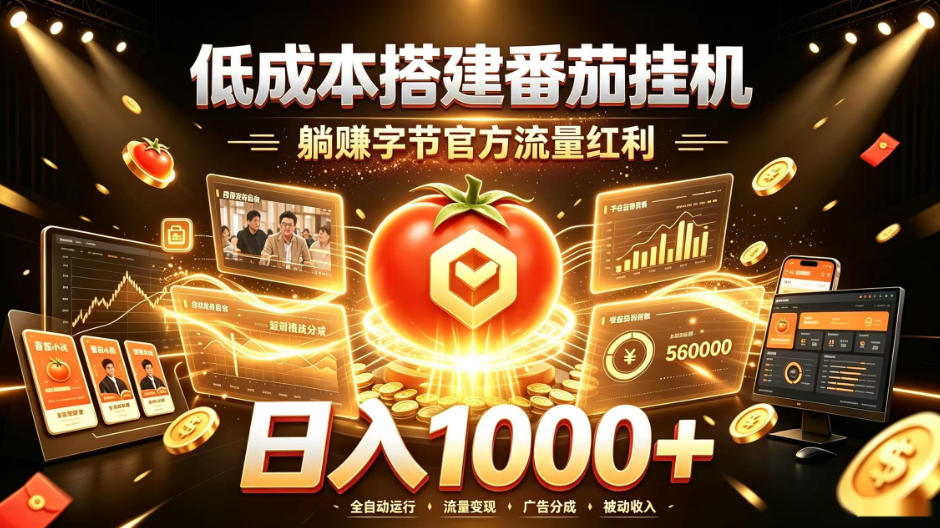 低成本搭建番茄挂G，躺賺字节官方流量红利，日入1k+，全程傻瓜式落地【揭秘】-朽念云创
