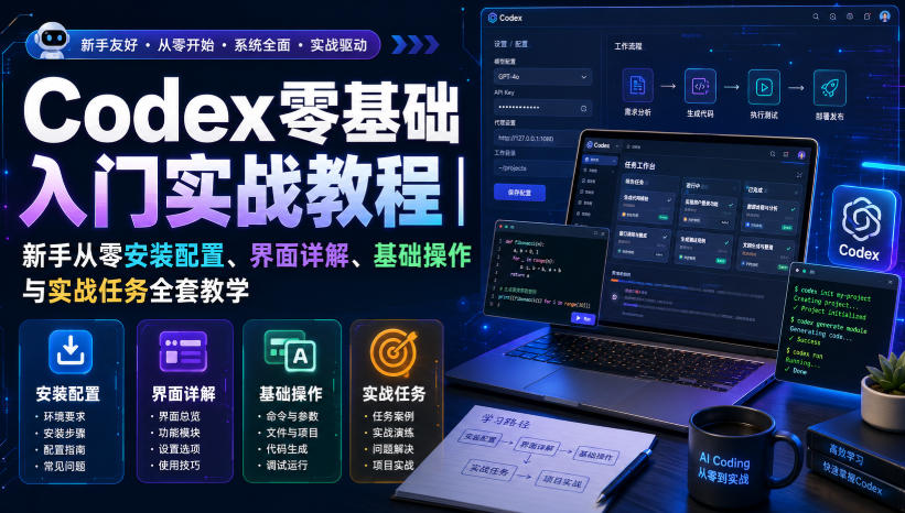 Codex零基础入门实战教程｜新手从零安装配置、界面详解、基础操作与实战任务全套教学-朽念云创
