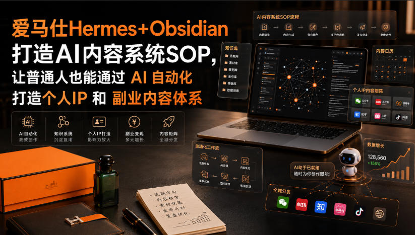 爱马仕Hermes+Obsidian打造AI内容系统SOP，让普通人也能通过 AI 自动化打造个人IP 和 副业内容体系-朽念云创