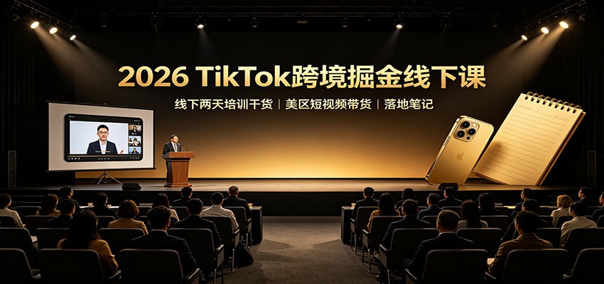 2026 TikTok跨境掘金线下课：线下两天培训干货，美区短视频带货落地笔记-朽念云创