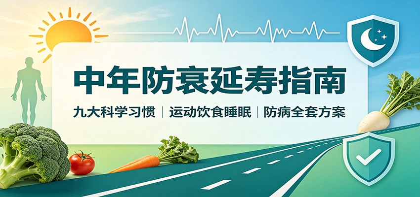 中年防衰延寿指南：九大科学习惯，运动饮食睡眠防病全套方案-朽念云创