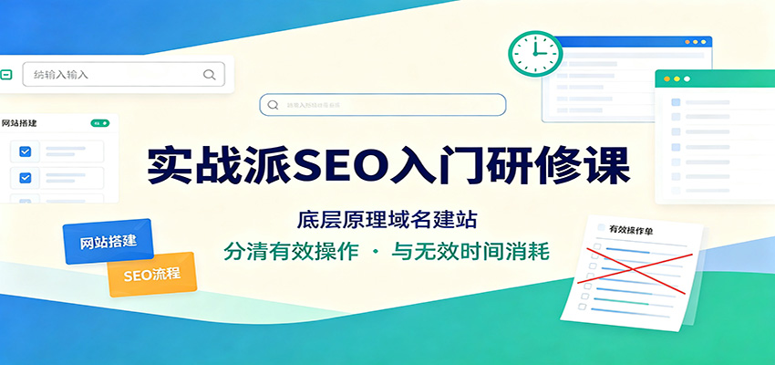 实战派SEO入门研修课：底层原理域名建站，分清有效操作与无效时间消耗-朽念云创