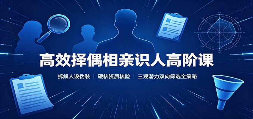 高效择偶相亲识人高阶课：拆解人设伪装，硬核资质核验，三观潜力双向筛选全策略-朽念云创