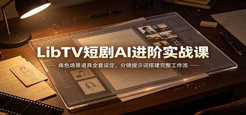 LibTV短剧AI进阶实战课：角色场景道具全套设定，分镜提示词搭建完整工作流-朽念云创