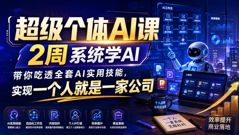 超级个体AI课，2周系统学AI，带你吃透全套AI实用技能，实现一个人就是一家公司(更新0818)-朽念云创