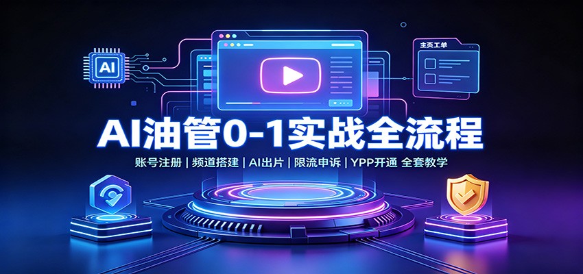 AI油管0-1实战：账号注册频道搭建，AI出片，限流申诉，YPP开通全套教学-朽念云创