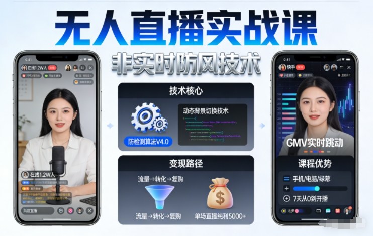 宝子哥无人直播实战课，非实时防风技术，聚焦抖音快手等平台直播带货，轻松开启直播变现之路(更新2026年08月18日)-朽念云创