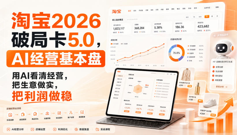 智篆商业-淘宝2026破局卡5.0，AI经营基本盘，用AI看清经营，把生意做实，把利润做稳-朽念云创