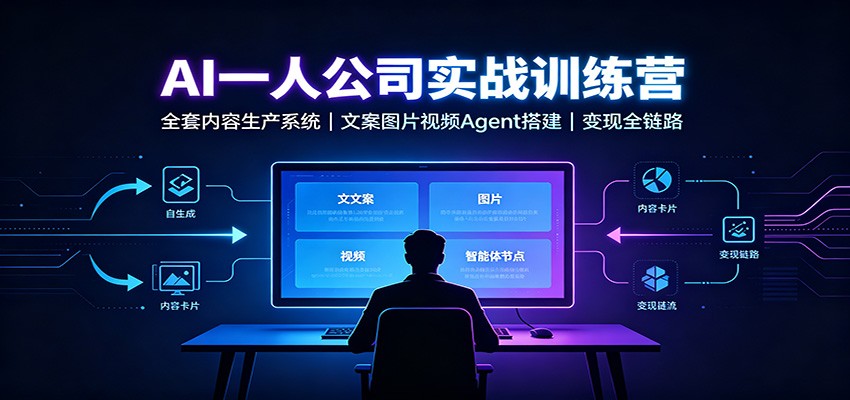 AI创作一人公司实战训练营：全套内容生产系统，文案图片视频Agent搭建变现全链路-朽念云创