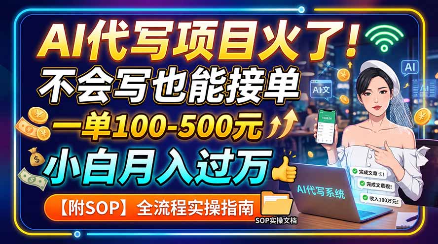 AI代写项目火了！不会写也能接单，一单100-500元，小白月入过万【附SOP】-朽念云创