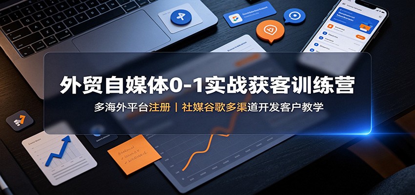 外贸自媒体0-1实战获客训练营：多海外平台注册，社媒谷歌多渠道开发客户教学-朽念云创