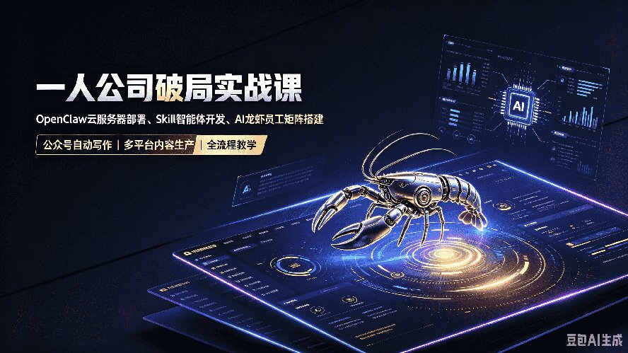 一人公司破局实战课｜OpenClaw云服务器部署、Skill智能体开发、AI龙虾员工矩阵搭建，公众号自动写作与多平台内容...-朽念云创