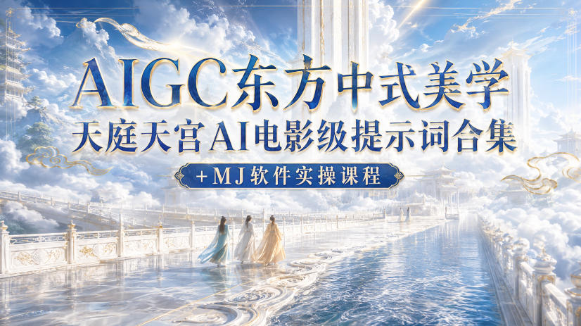 AIGC东方中式美学天庭天宫AI电影级提示词合集+MJ软件实操课程-朽念云创