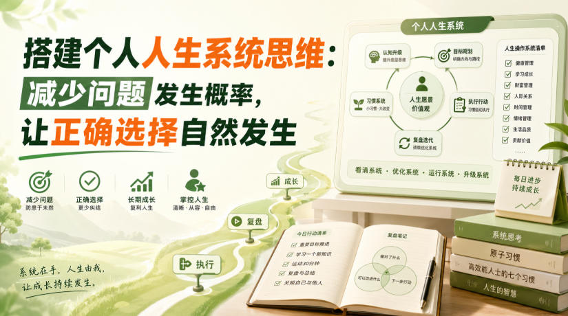 付费文章：搭建个人人生系统思维：减少问题发生概率，让正确选择自然发生-朽念云创
