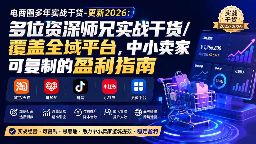 电商圈多年实战干货-更新2026:多位资深师兄实战干货/覆盖全域平台,中小卖家可复制的盈利指南-朽念云创