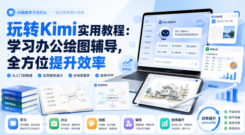 玩转Kimi实用教程：学习办公绘图辅导，全方位提升效率-朽念云创