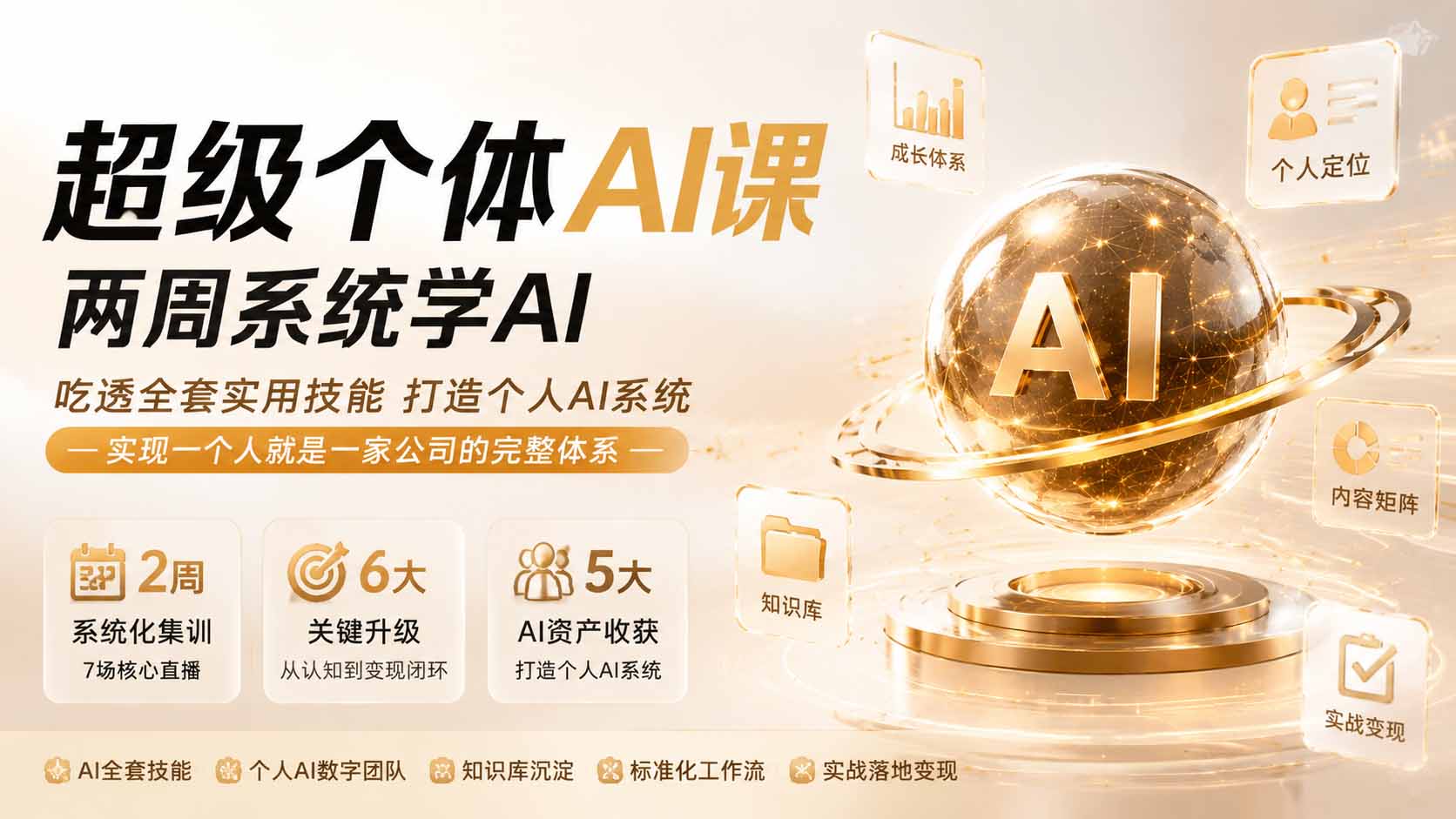 超级个体AI课 两周系统学AI；吃透全套实用技能打造个人AI系统，实现一个人就是一家公司的完整体系(更新0823-朽念云创