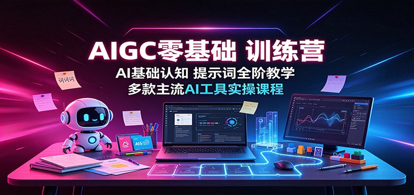 AIGC零基础训练营：AI基础认知，提示词全阶教学，多款主流AI工具实操课程-朽念云创