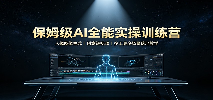保姆级AI全能实操训练营：人像图像生成，创意短视频，多工具多场景落地教学-朽念云创