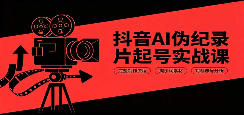 抖音AI伪纪录片起号实战课：完整制作流程，提示词素材，对标账号分析-朽念云创