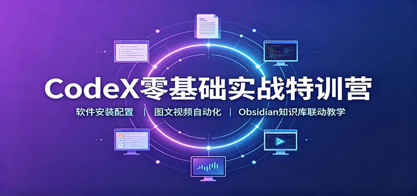 CodeX零基础实战特训营：软件安装配置，图文视频自动化，Obsidian知识库联动教学-朽念云创
