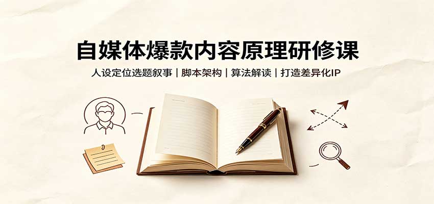自媒体爆款内容原理研修课：人设定位选题叙事，脚本架构，算法解读打造差异化IP-朽念云创