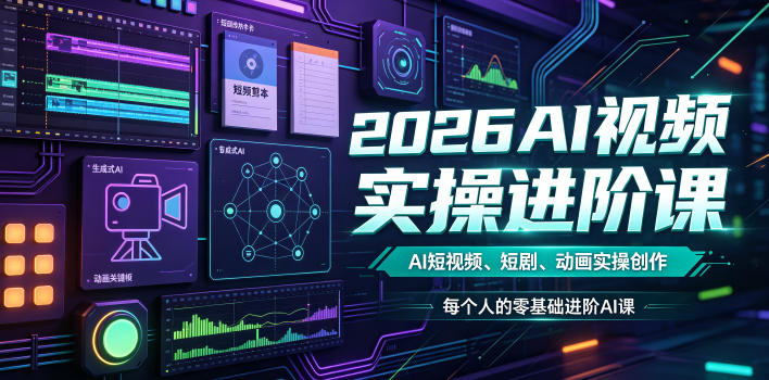 2026AI视频实操进阶课，AI短视频、短剧、动画实操创作，每个人的零基础进阶ai课(更新0825)-朽念云创