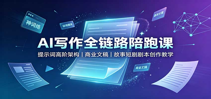 AI写作全链路陪跑课：提示词高阶架构，商业文稿，故事短剧剧本创作教学-朽念云创