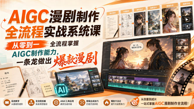 AIGC漫剧制作全流程实战系统课，从零到一全流程掌握AIGC制作能力，一条龙做出爆款漫剧-朽念云创