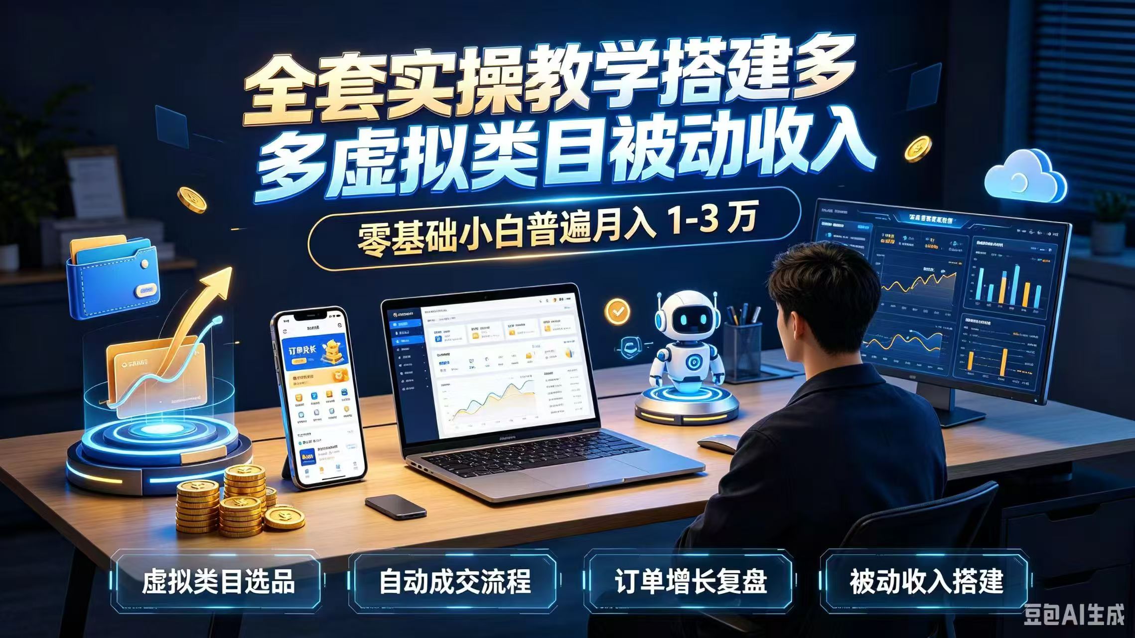 全套实操教学搭建多多虚拟类目被动收入，零基础小白普遍月入 1-3 万-朽念云创