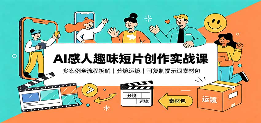 AI感人趣味短片创作实战课：多案例全流程拆解，分镜运镜，可复制提示词素材包-朽念云创