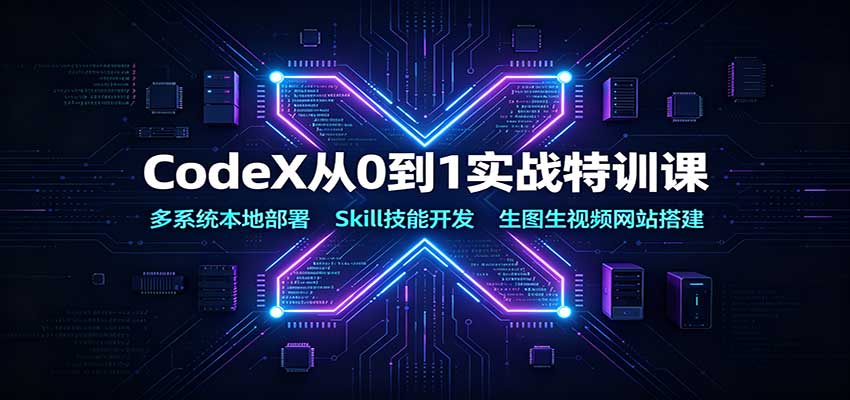 CodeX从0到1实战特训课：多系统本地部署，Skill技能开发，生图生视频网站搭建-朽念云创