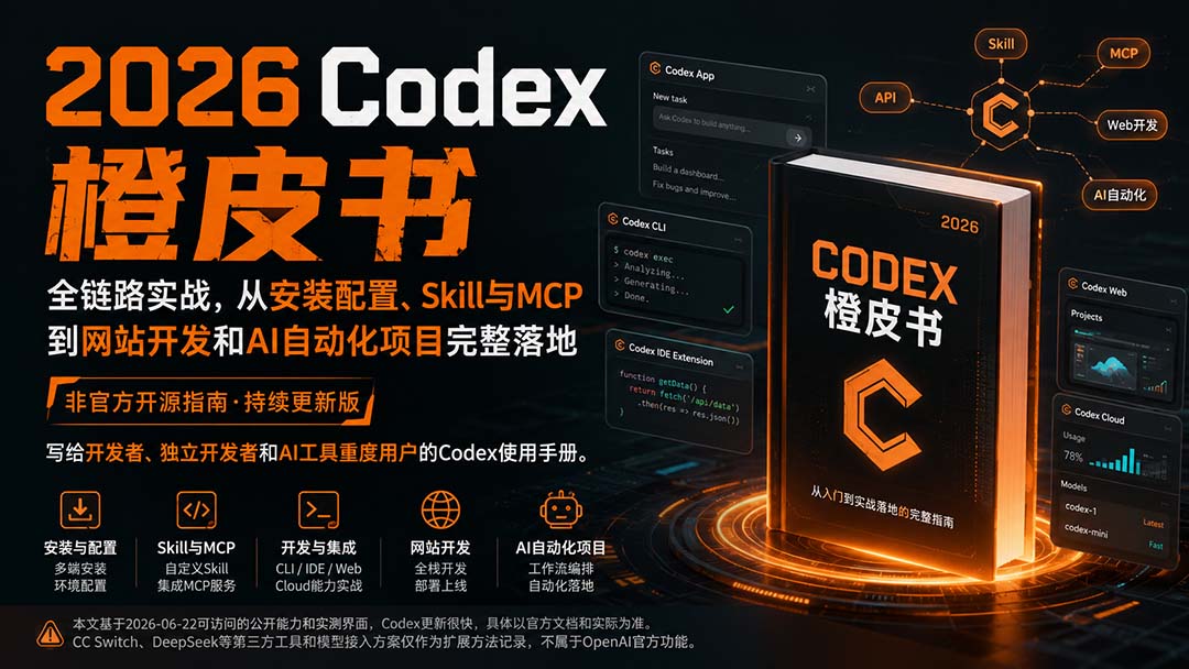 2026Codex橙皮书：全链路实战，从安装配置、Skill与MCP到网站开发和AI自动化项目完整落地-朽念云创
