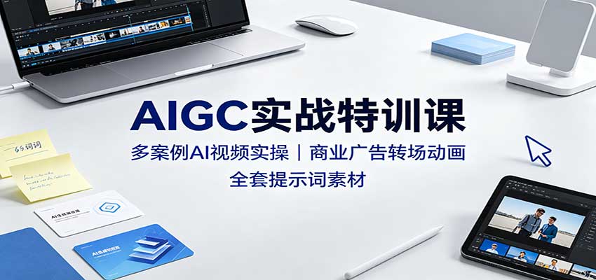 AIGC实战特训课：多案例AI视频实操，商业广告转场动画，全套提示词素材-朽念云创