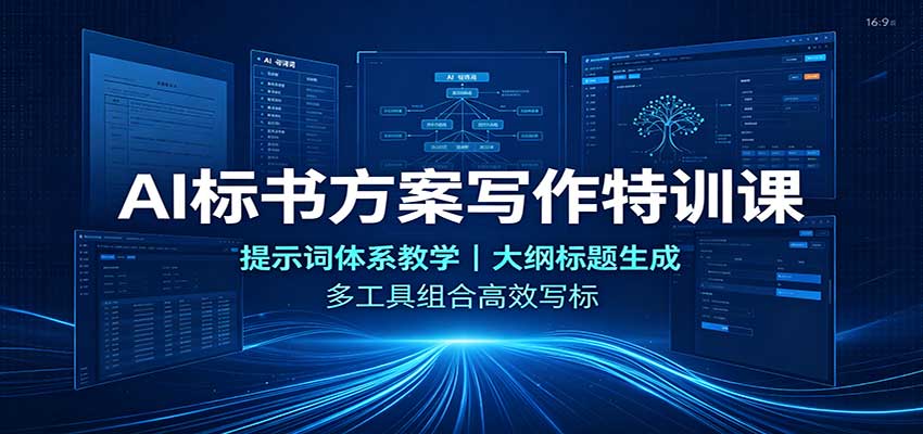 AI标书方案写作特训课：提示词体系教学，大纲标题生成，多工具组合高效写标-朽念云创