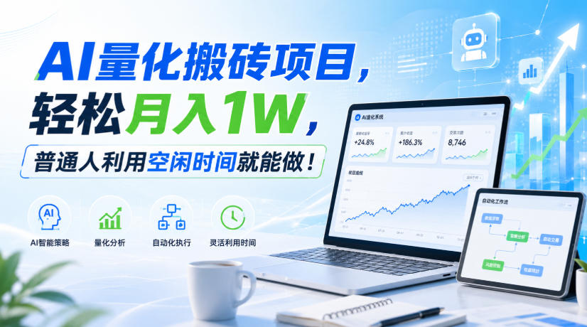 AI量化搬砖项目，轻松月入1W，普通人利用空闲时间就能做！【揭秘】-朽念云创