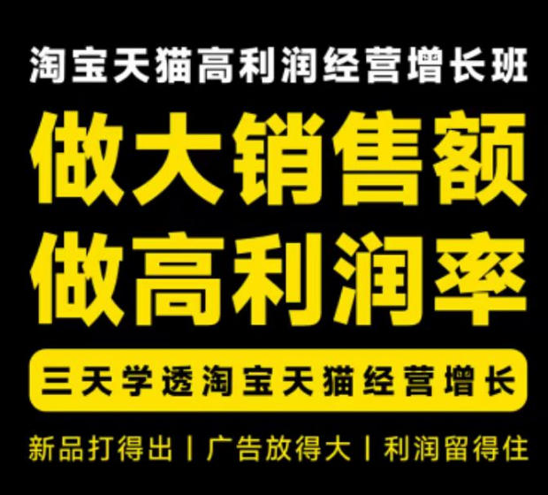 天猫淘宝高利润经营增长班杭州线下课31期8月22-24日，做大销售额做高利润率，三天学透淘宝天猫经营增长-朽念云创