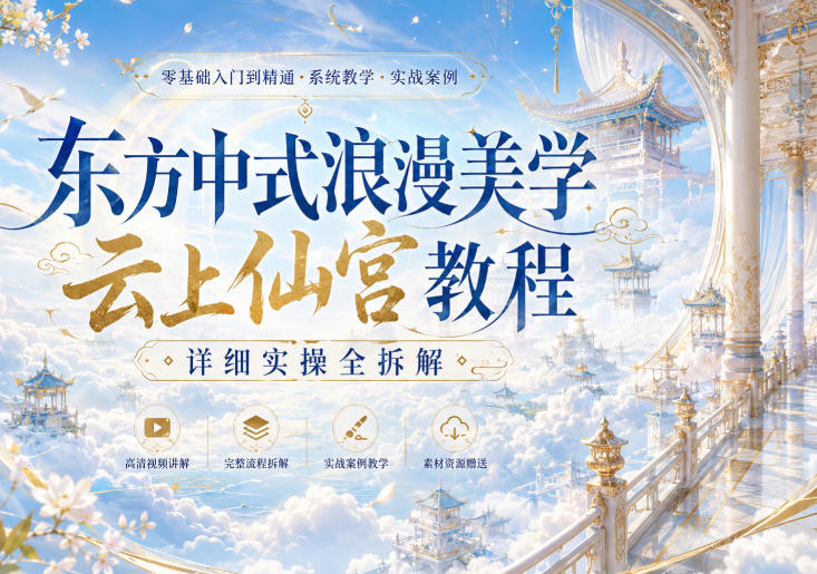 东方中式浪漫美学云上仙宫教程，详细实操全拆解-朽念云创