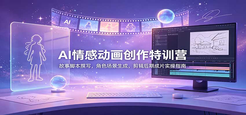 AI情感动画创作特训营：故事脚本撰写，角色场景生成，剪辑后期成片实操指南-朽念云创