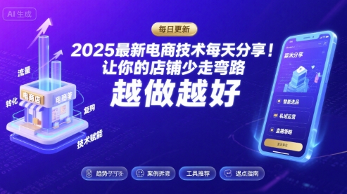 2025-2026最新电商技术每天分享，让你的店铺少走弯路，越做越好(更新26年08月)-朽念云创