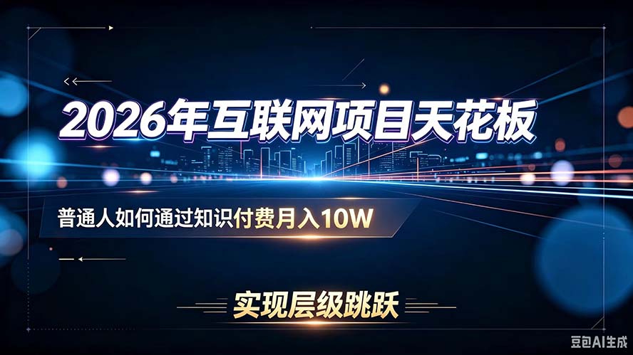 2026年互联网项目天花板：普通人如何通过知识付费月入10W，实现层级跳跃-朽念云创